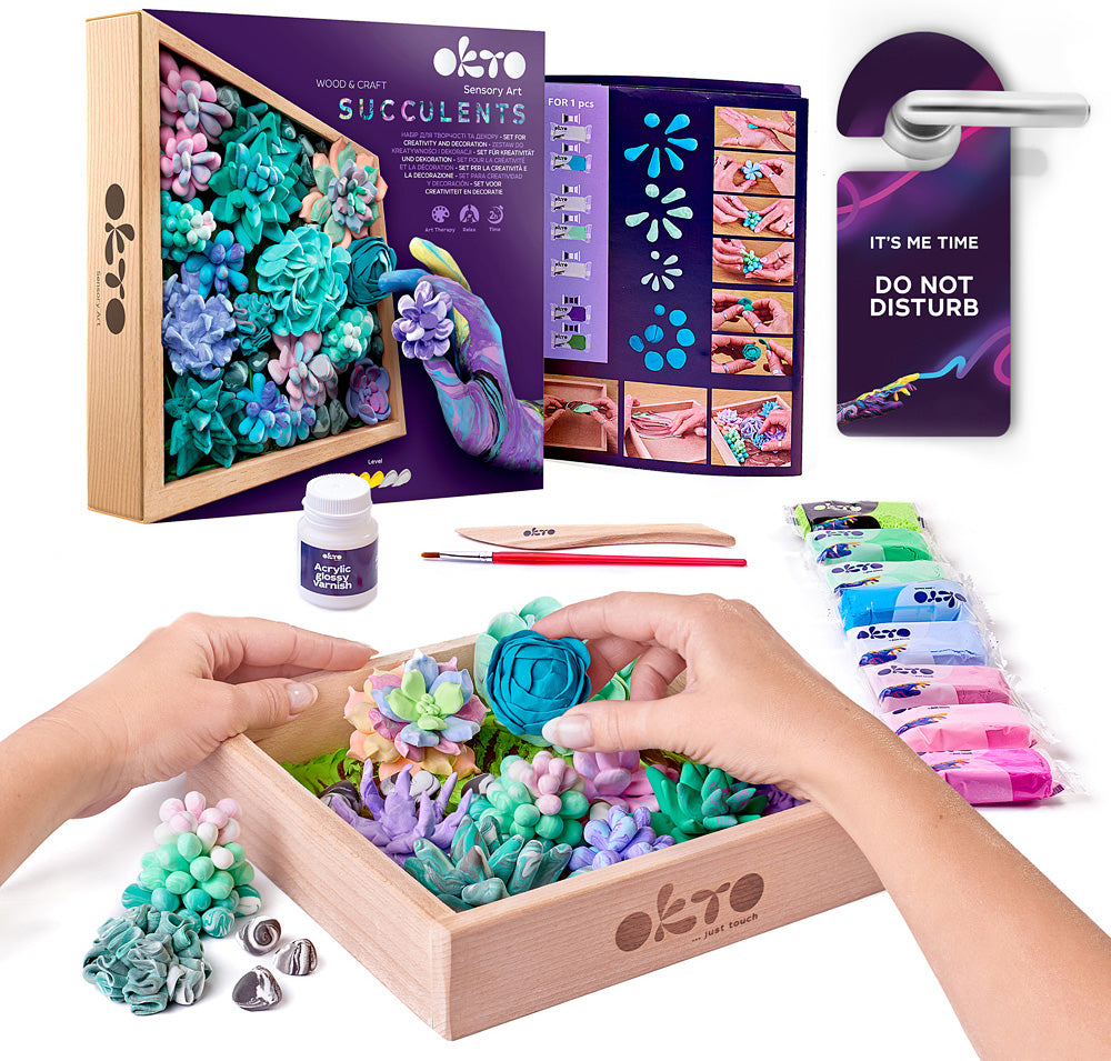 OKTO Sensory Art Wood & Craft Clay Kit - Tenderness Succulents