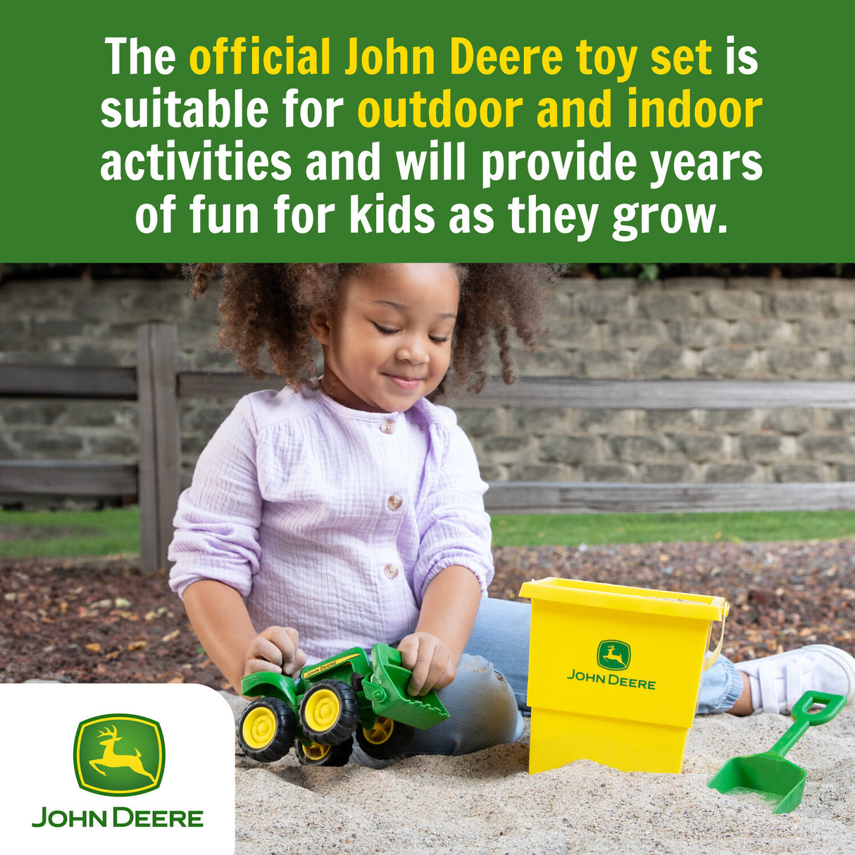 John Deere Sandbox Toy Set with Tractor, Bucket and Shovel