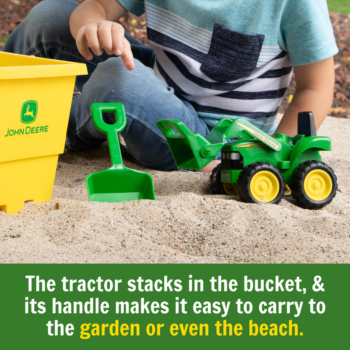 John Deere Sandbox Toy Set with Tractor, Bucket and Shovel