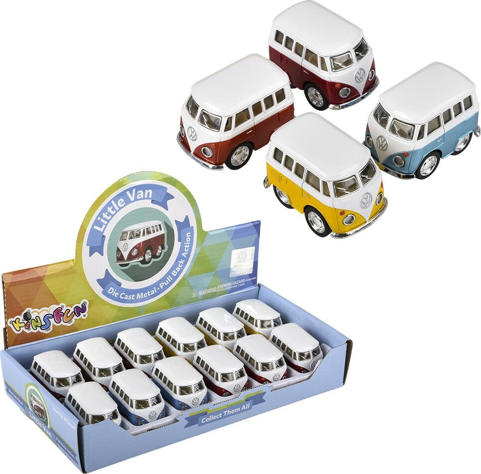 2" Diecast Pull Back VW Mini Bus - Sold Individually