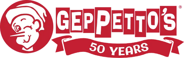 Gepetto's Toys 50 Years anniversary logo. Fun from San Diego, California