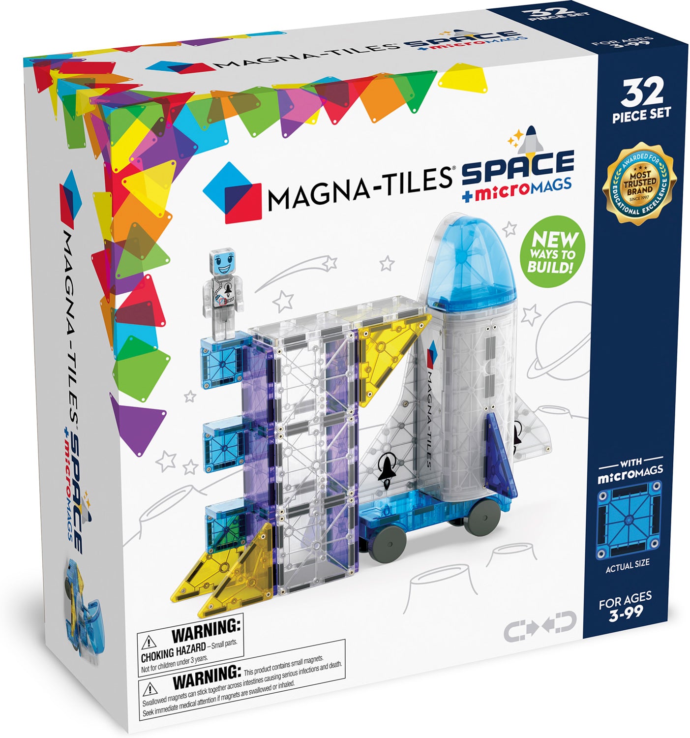 Magna-Tiles Space + MicroMAGS 32 Piece Set – Geppetto's Toys
