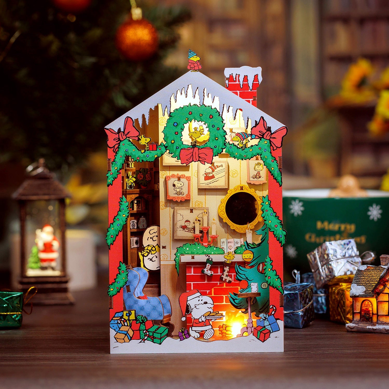 PEANUTS スヌーピークリスマスキット KN-HHK596 Peanuts Christmas DIY Book Nook Kit – Geppetto's Toys